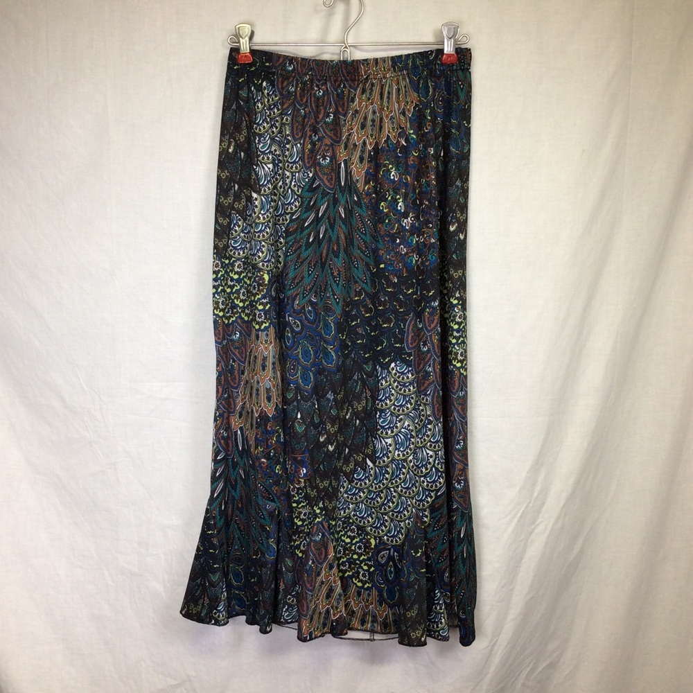 Miss Ashley Womens Paisley Skirt Black Multi Color
